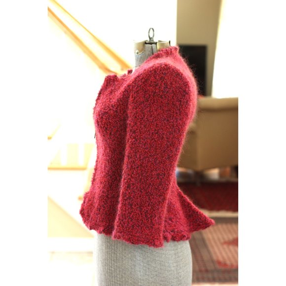 ARMANI COLLEZIONI Magenta Boucle Jacket Blazer - Picture 2 of 7